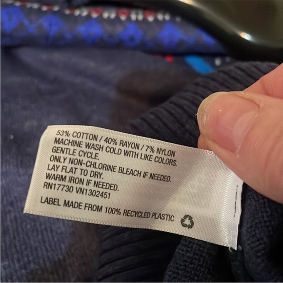 Merona navy blue and red long sleeve soft crewneck sweater - Picture 9 of 11